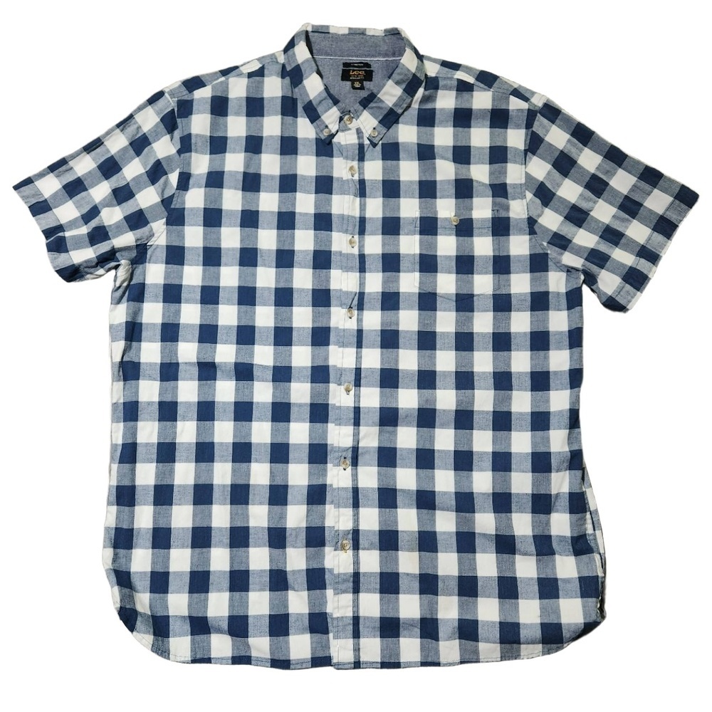 Lee Mens Checkered Short Sleeve Button Up Shirt XXL